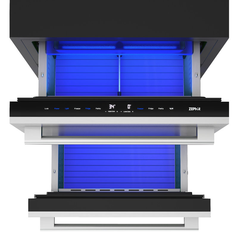 Zephyr Presrv 24" Built-In Stainless Steel Dual Zone Refrigerator Freezer Drawers