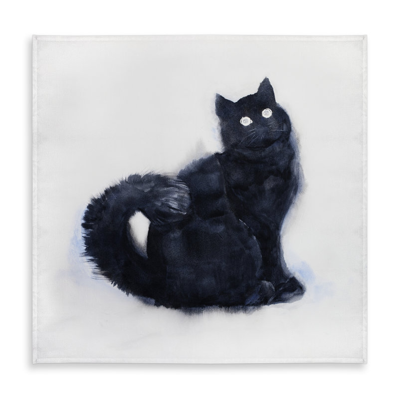 Furry Black Watercolor Cat Tablecloth | Indoor/Outdoor Decor