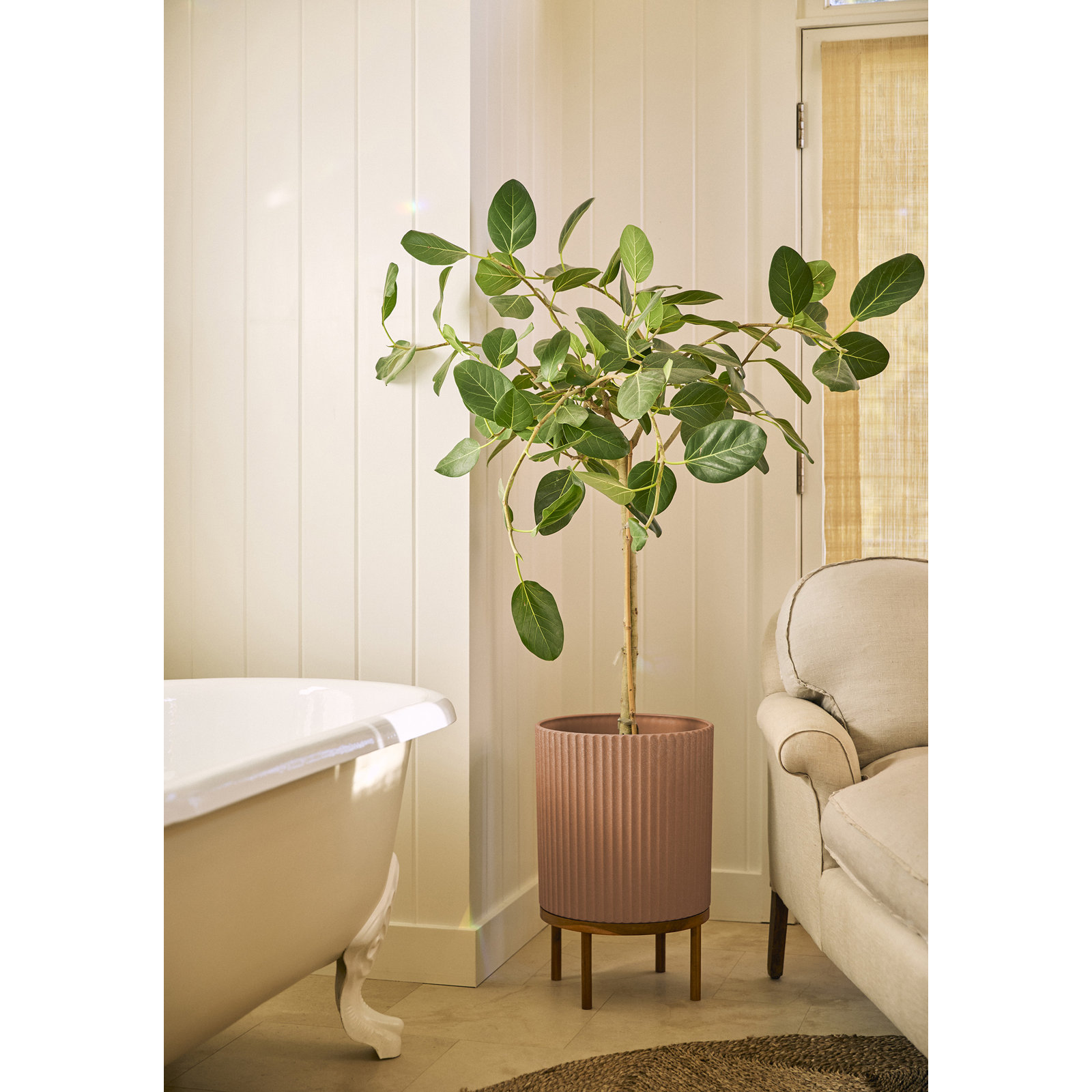 Demi Series Planter with Stand, 2, 22" H x 14.75" W x 14.75" D, Terracotta/Brown