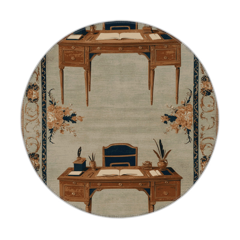 Tapis d'intérieur et d'extérieur brun français, Rond 5 pi