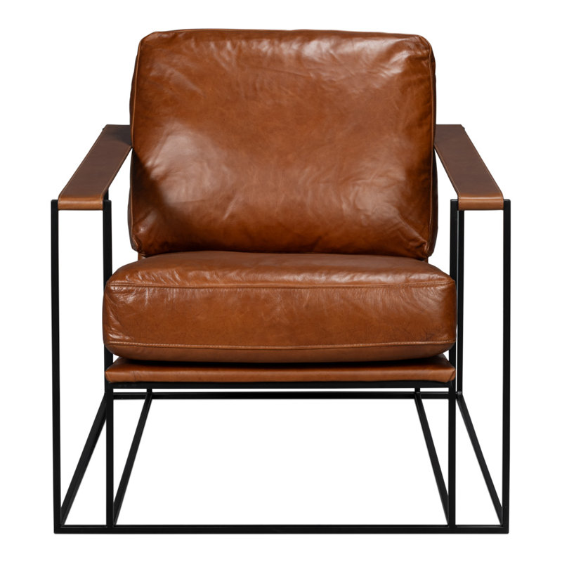 Oryan Club Chair, Brown Genuine Leather