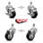 3 Inch SS Black Polyurethane Swivel 12mm Threaded Stem Caster Set 2 Brakes