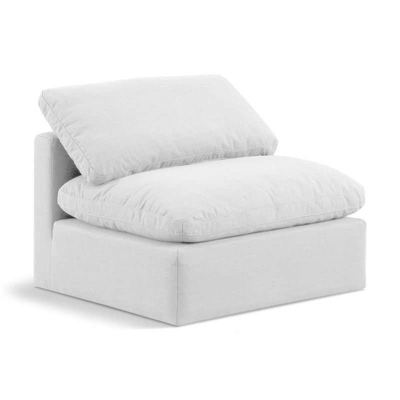 Fauteuil modulaire rembourré Musheerah Indulge, Tissu texturé en lin blanc