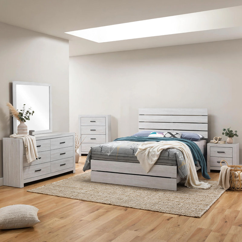Ensemble de chambre avec grand lit 5 pièces Sili, brun chêne, bronze foncé Sili, Brun chêne, bronze foncé, Grand lit