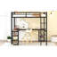 Lit mezzanine double en métal avec bureau et tablettes, lit mezzanine avec échelle et garde-corps, cadre de lit mezzanine pour chambre à coucher-1309034473