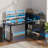 L Shaped Desk With Bookshelf and  Drawer, Corner Desk with LED Lights-812758171