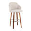 Tabouret de bar à hauteur fixe en bois de noyer et tissu crème avec repose-pieds rond chromé - ensemble de 2-39370021