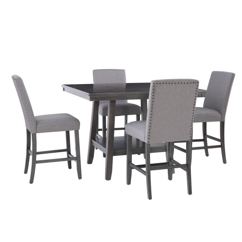 Barneveld Upholstered Dining Set, 5 Pieces: Table, 4 Chairs