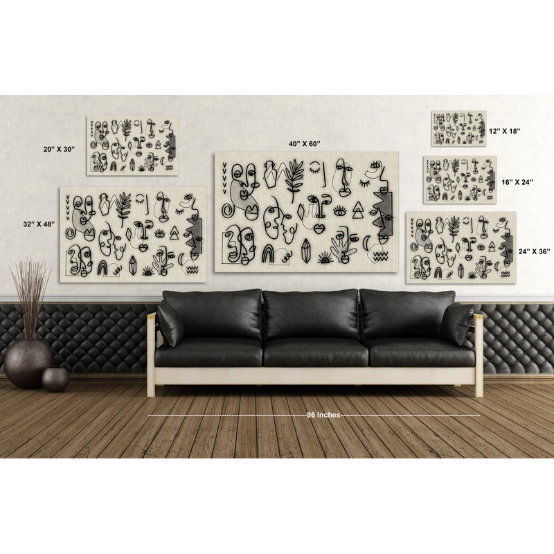 Traces of faces 57 - impression sur toile tendue, H 32 po x l 48 po x P 1,5 po