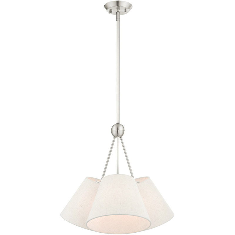 Lustre classique à 3 lumières avec abat-jour, Nickel brossé