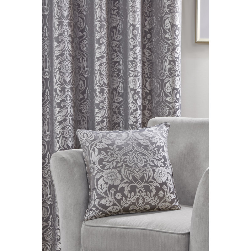 Eden Floral Square Throw Pillow Cover, Silver