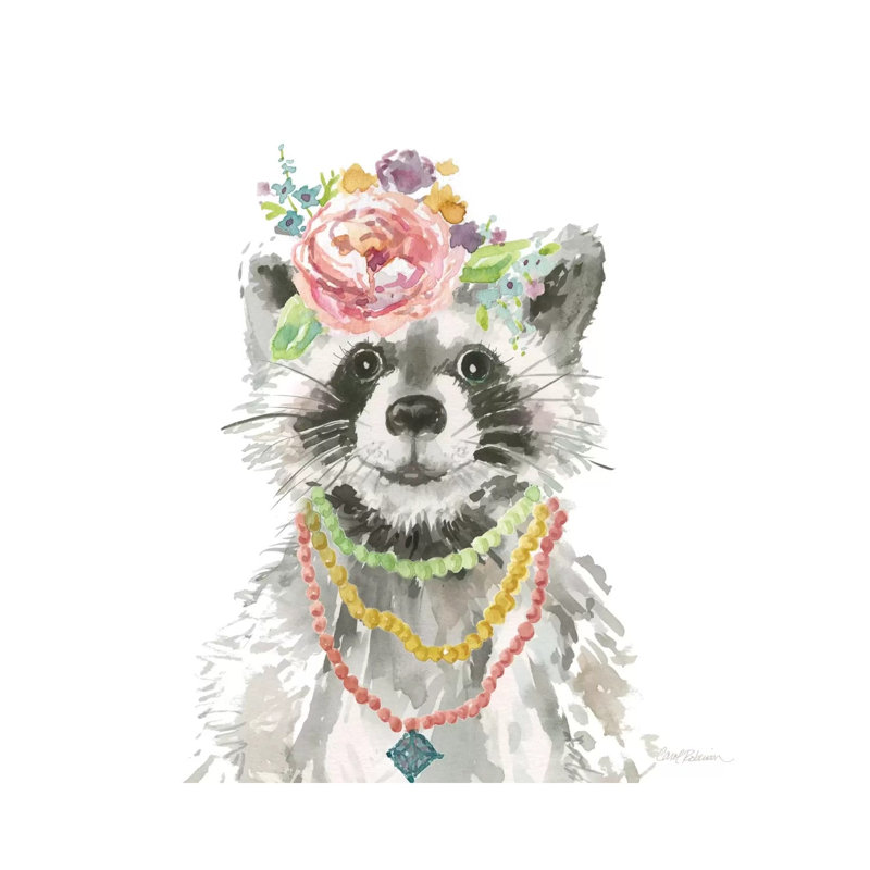 Glamour Girls: Raccoon by Carol Robinson - Print on Canvas, 30.48 cm H x 30.48 cm W, Wrapped Canvas