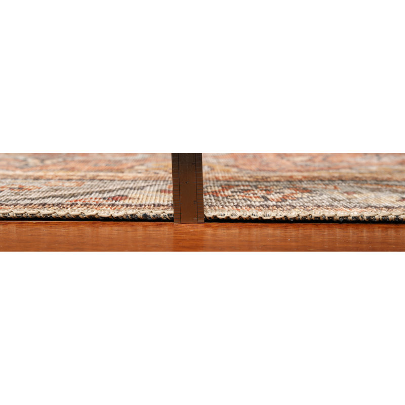 Fehrat Oriental Machine Woven Cotton/Polyester Area Rug in Rust, Rectangle 10' x 14'