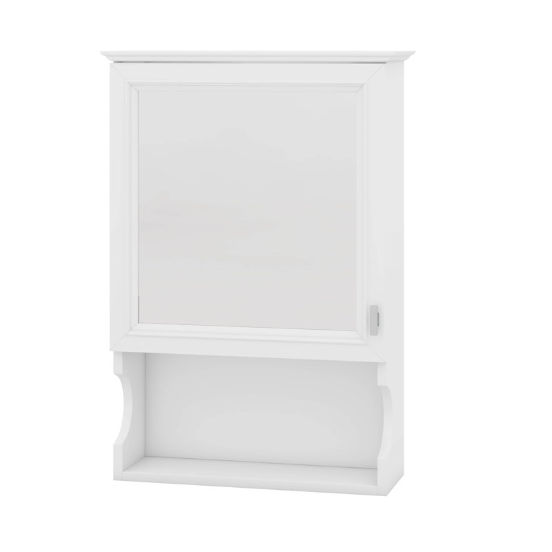 Armoire de rangement murale avec miroir, Blanc