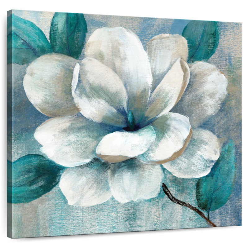 Harnek Teal Magnolia II, 30" H x 30" W