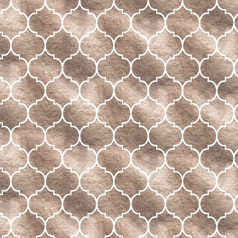Tapis à motif géométrique tissé à plat en polyester brun / beige Borkowski, Rond 4 pi 7 po