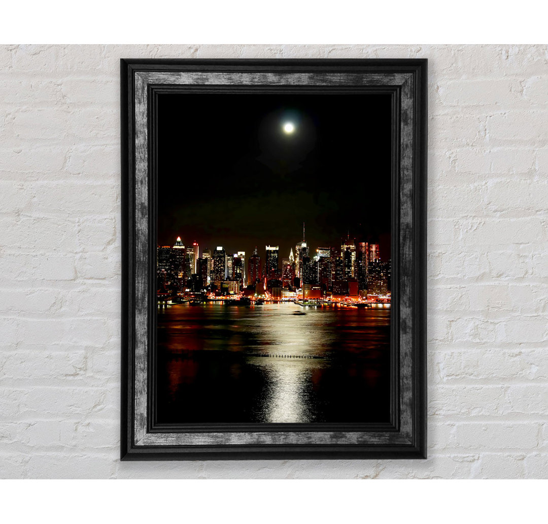 New York City Moonlit Glow - Einzelne Bilderrahmen Kunstdrucke