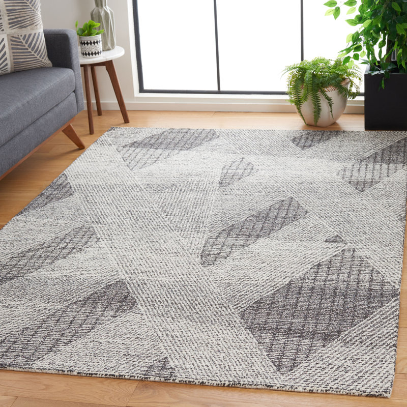 Newgard Hand Tufted Wool Pile Geometric Rug, Rectangle 3' x 5'