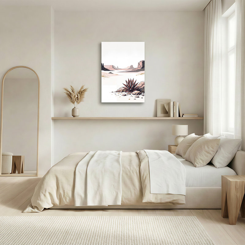 Toile agave foncé sur des rochers près du désert rose, art mural sur toile, H 40 po x l 28 po