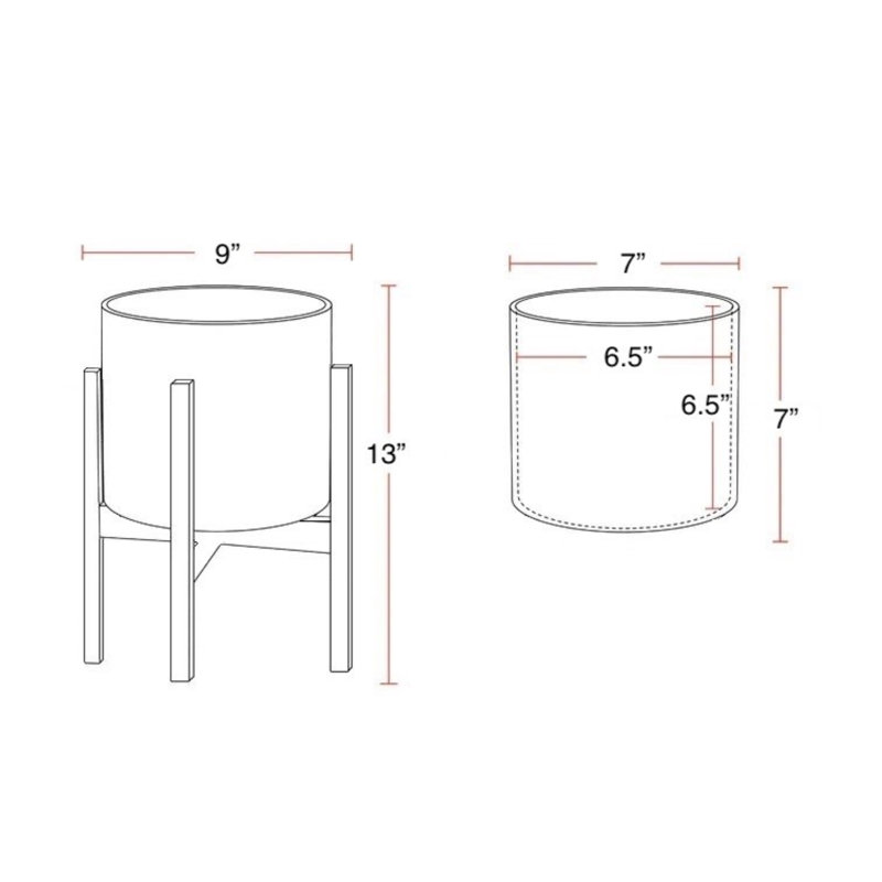 Pot à fleur d'intérieur en céramique Surles, H 13 po x l 9 po x P 9 po, Noir