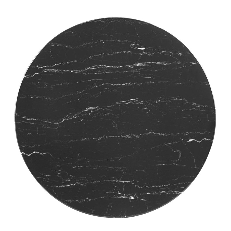 Table basse ronde en marbre artificiel Lippa, Rose, Noir, Noir