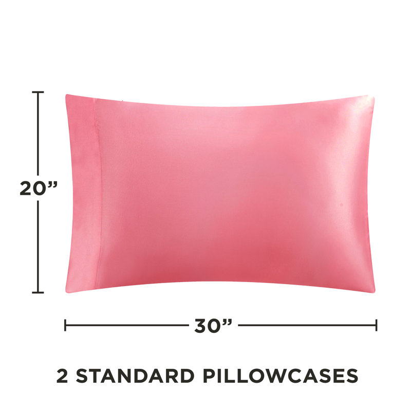 Juicy Couture Premium Silky Satin Sheet Sets, Queen Sheet Set with 2 Pillowcases, Rose Pink