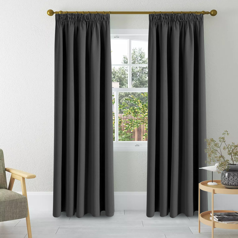 Iknoor Room Darkening Curtain Pair, 228 W x 228 D cm, Dark Grey