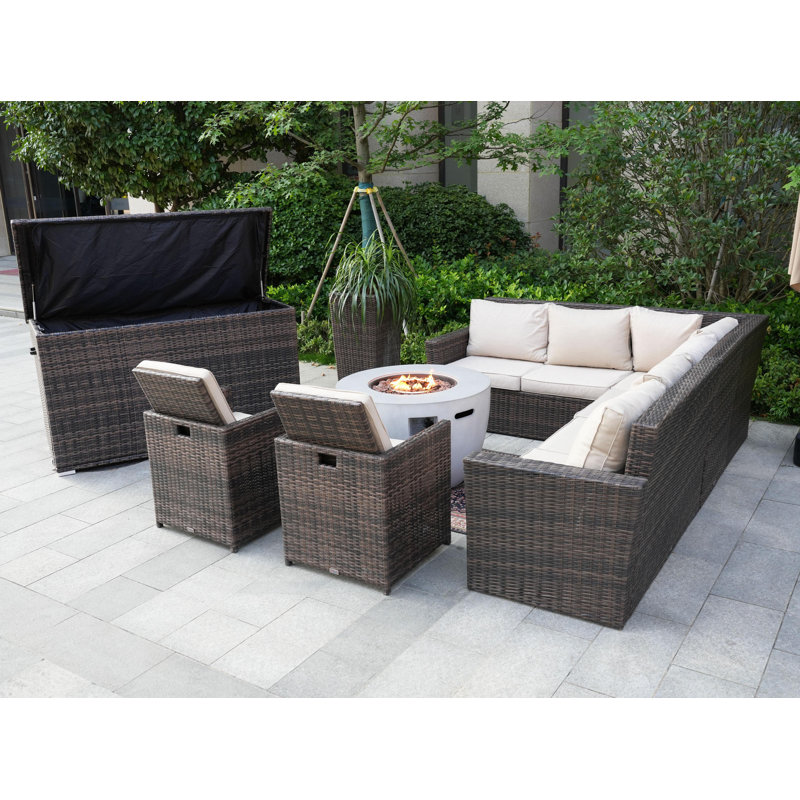 Ensemble de conversation modulaire 8 pièces avec coussins 8 pièces, Beige