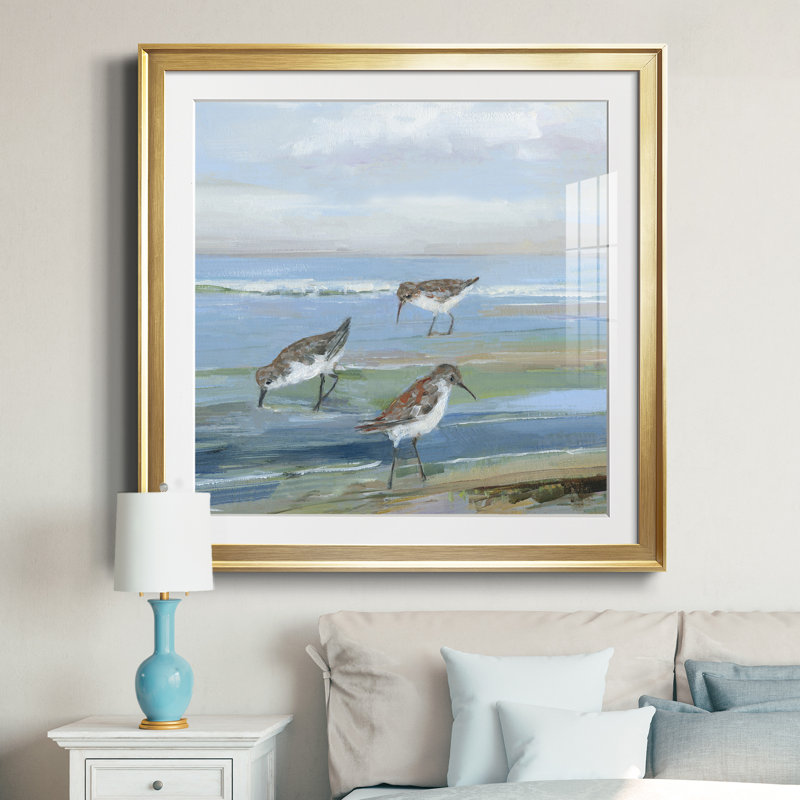 Seabird Beach I - peinture encadrée, Toile encadrée dorée, H 30,5 po x l 30,5 po x P 1,5 po