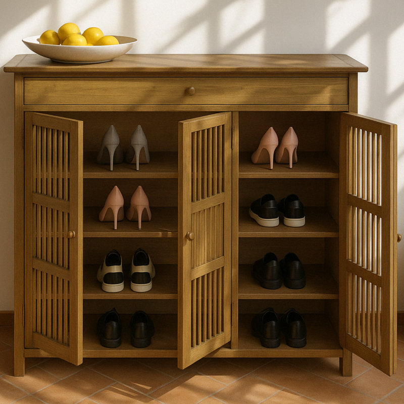 24 Pair Wooden Hallway Shoe Storage Cabinet