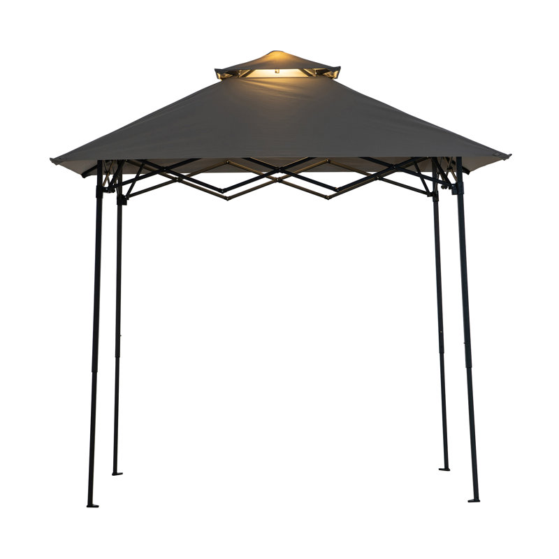 SUNJOY 8' x 5'  Pop up Grill Gazebo Double Tiered Outdoor Gazebo Standing-Height Canopy with Magnetic LED Light, Adjustable Ceiling Height, for BBQ,Picnics, Outdoor Events