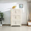 Blanc crème, armoire de rangement pliante latérale large de 19,69 po, 5 niveaux, 19,69 po x 11,81 po x 50,00 po, bacs de rangement pliables avec porte magnétique, armoire de rangement en plastique avec roues