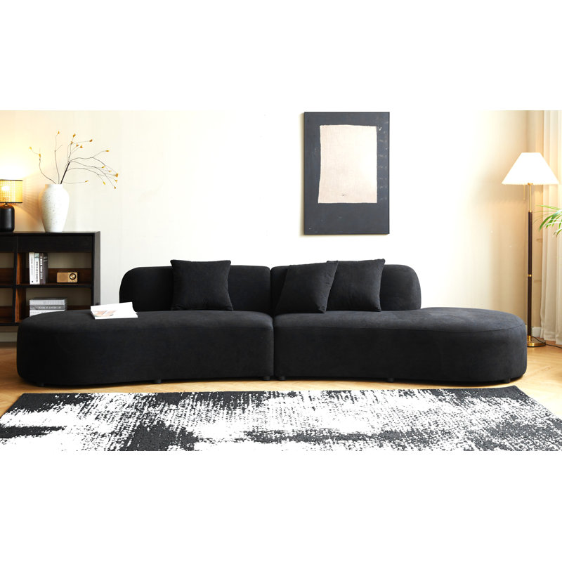 132.3'' Wide half moon design curved sofa, Black