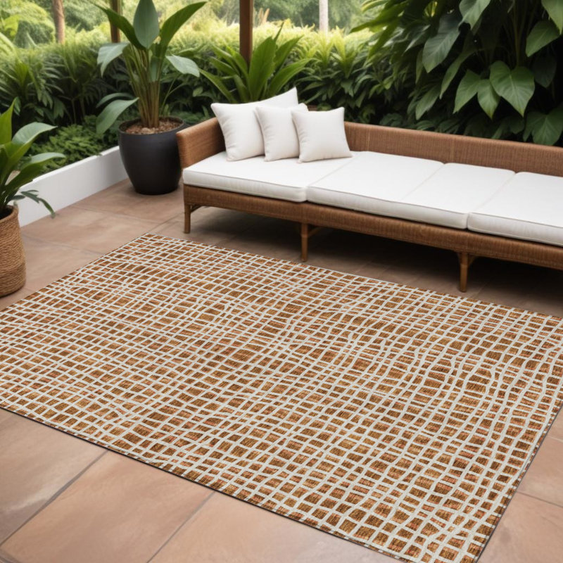 Tapis intérieur lavable rayé beige 9 pi x 12 pi