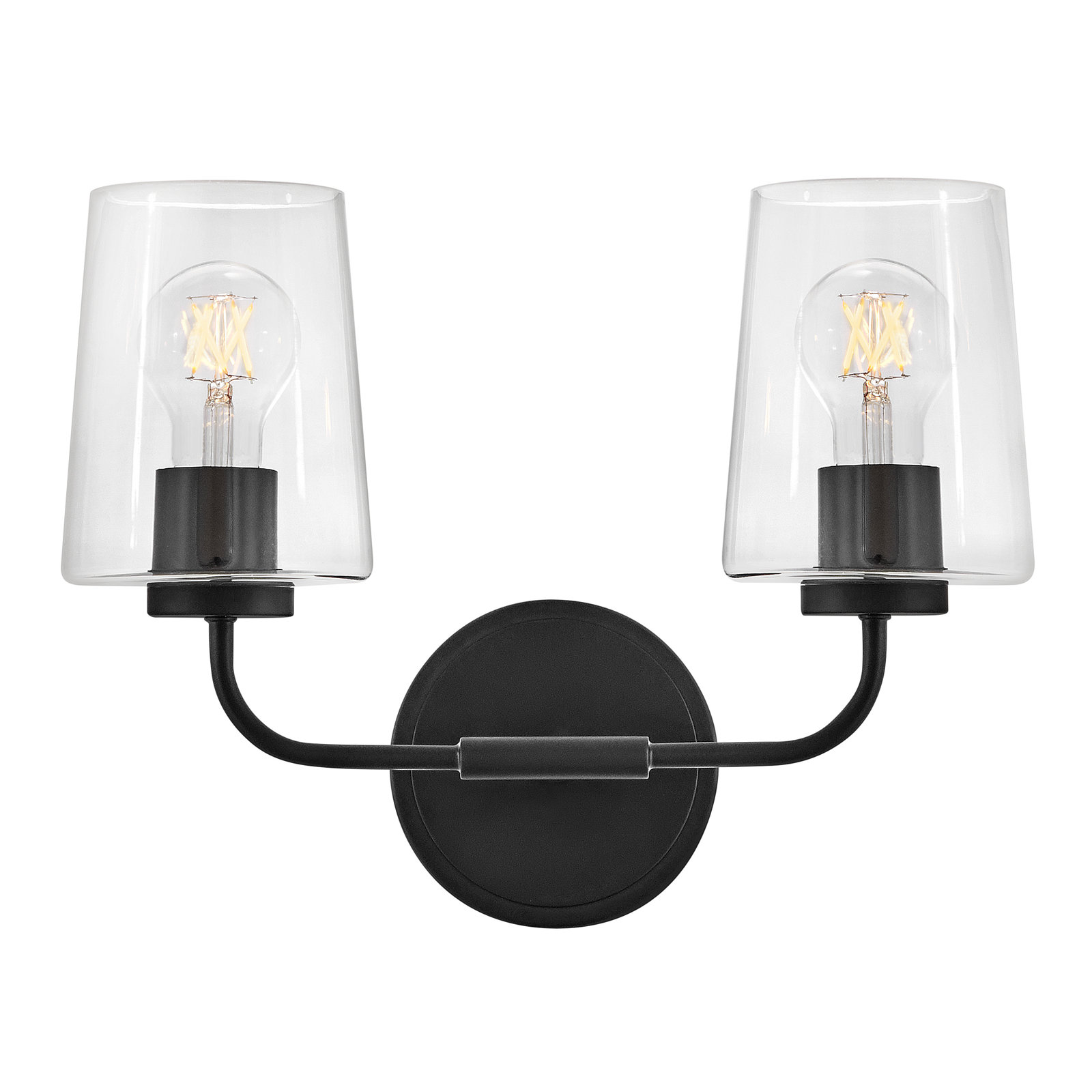Viva 2 Light Transparent Dimmable Vanity Light, Black