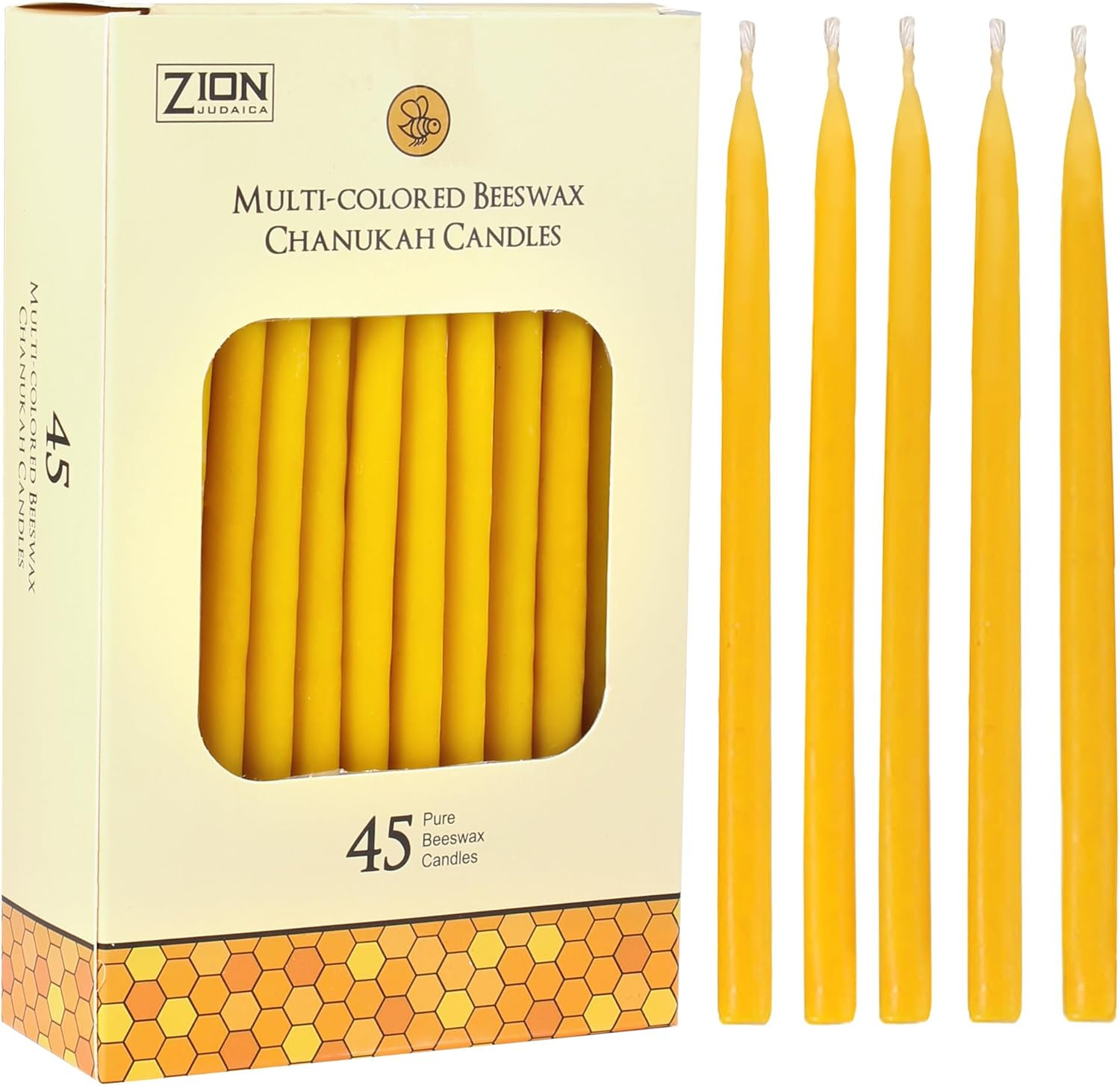 Natural Beeswax Long Deluxe Hanukkah Candles