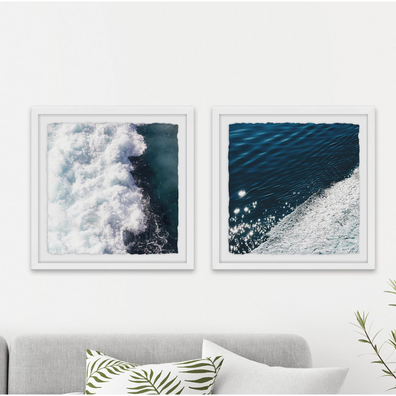« beach waves diptych », ensemble de 2 reproductions de photos sur papier, H 32 po x l 32 po x P 1,5 po