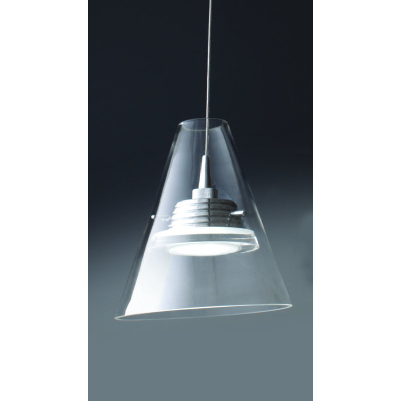 Dillinger 1 - Light Chrome LED Pendant, Clear and sandblasted