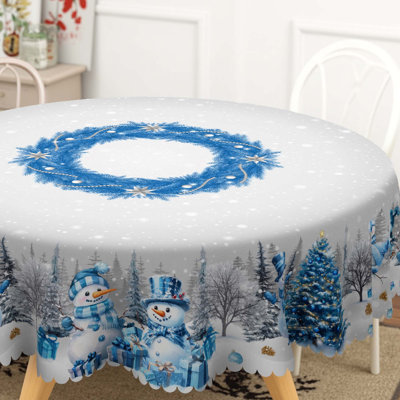 Nappe bleue en polyester lavable Père Noël
