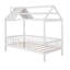 Lit taille maison en bois avec clôture,-100942888