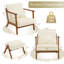 Tabouret et chaise d'appoint en similicuir de style Mid-Century avec pieds en bois d'hévéa noyer-690665900