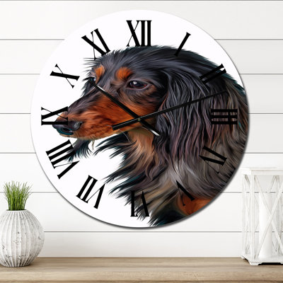 Portrait d'un teckel - horloge murale traditionnelle