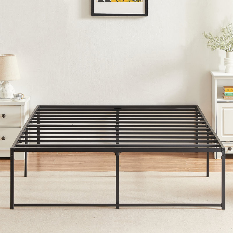 Mclea 16 Inch Queen Metal Bed Frame, 16" High Platform Bed Frame, Heavy Duty Steel Slat Mattress Base, No Box Spring Needed, Extra Underbed Storage, Noise-Free Support, Easy Assembly