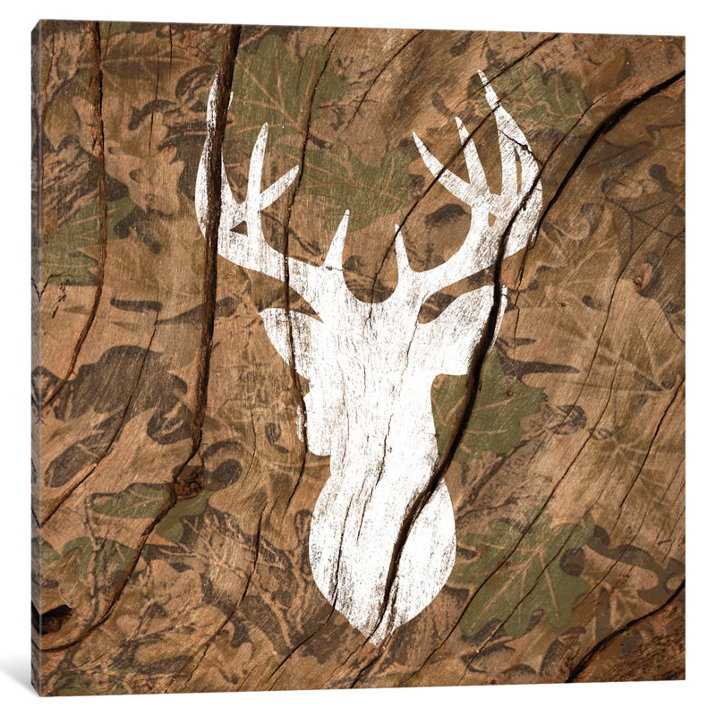« camouflage cerf », impression sur toile tendue, H 18 po x l 18 po x P 1,5 po, Toile tendue