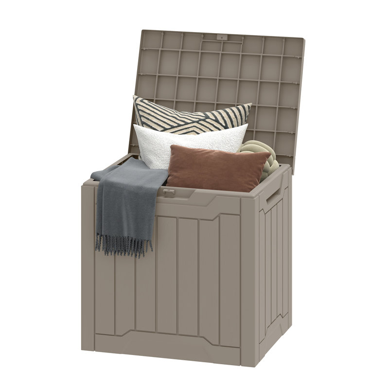 17 Stories 56cm W 118L Resin Lockable Deck Box, Brown