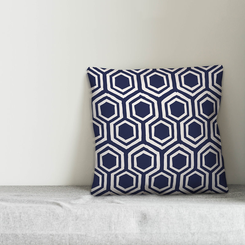 Housse de coussin Honeycomb, 20 po x 20 po, Bleu marine, Pas de bourre