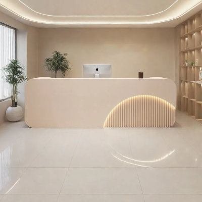 Rectangular Front Desk, Checkout Counter & Computer Desk – Elegant & Functional for Commercial Use