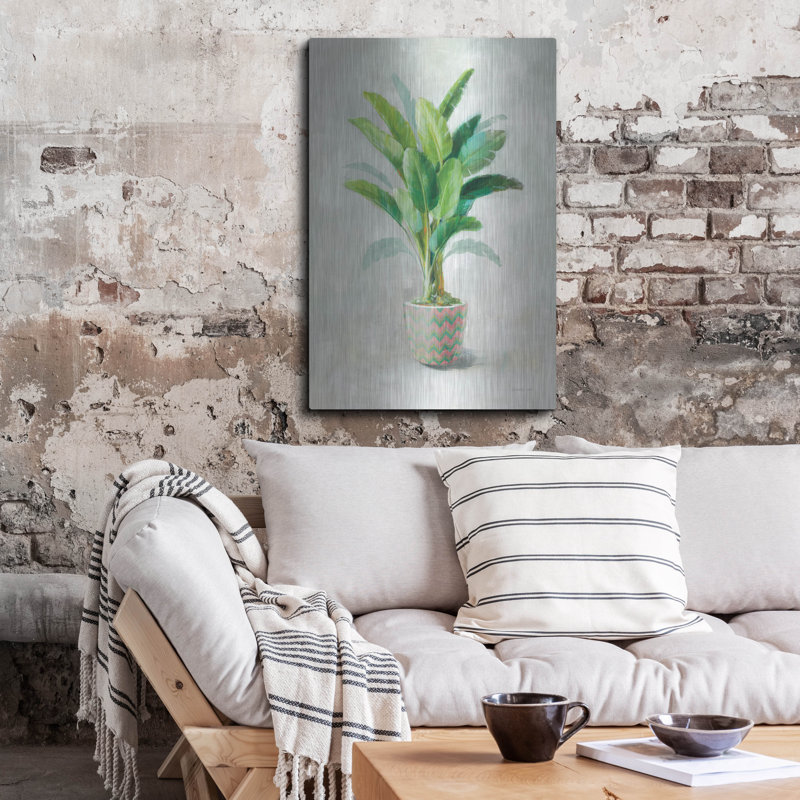 Art mural en métal Winston Porter «Greenhouse Palm 2 Chevron» par Danhui Nai, H 36 po x l 36 po