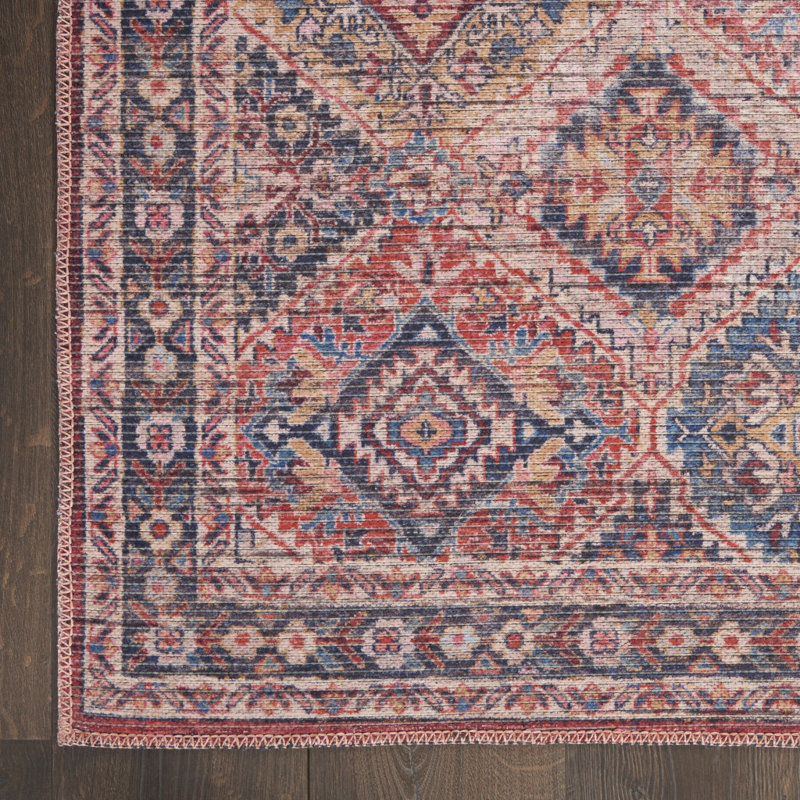 Mandurah Moroccan Machine Washable Polyester Area Rug in Purple, Rectangle 4' x 6'
