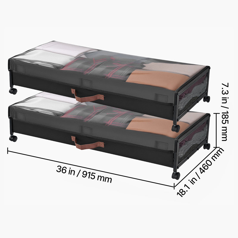 Under Bed Storage with Wheels 36 x 18.1 x 7.3 Inch Rolling Storage Bags
